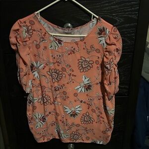 LOFT Floral Coral Blouse